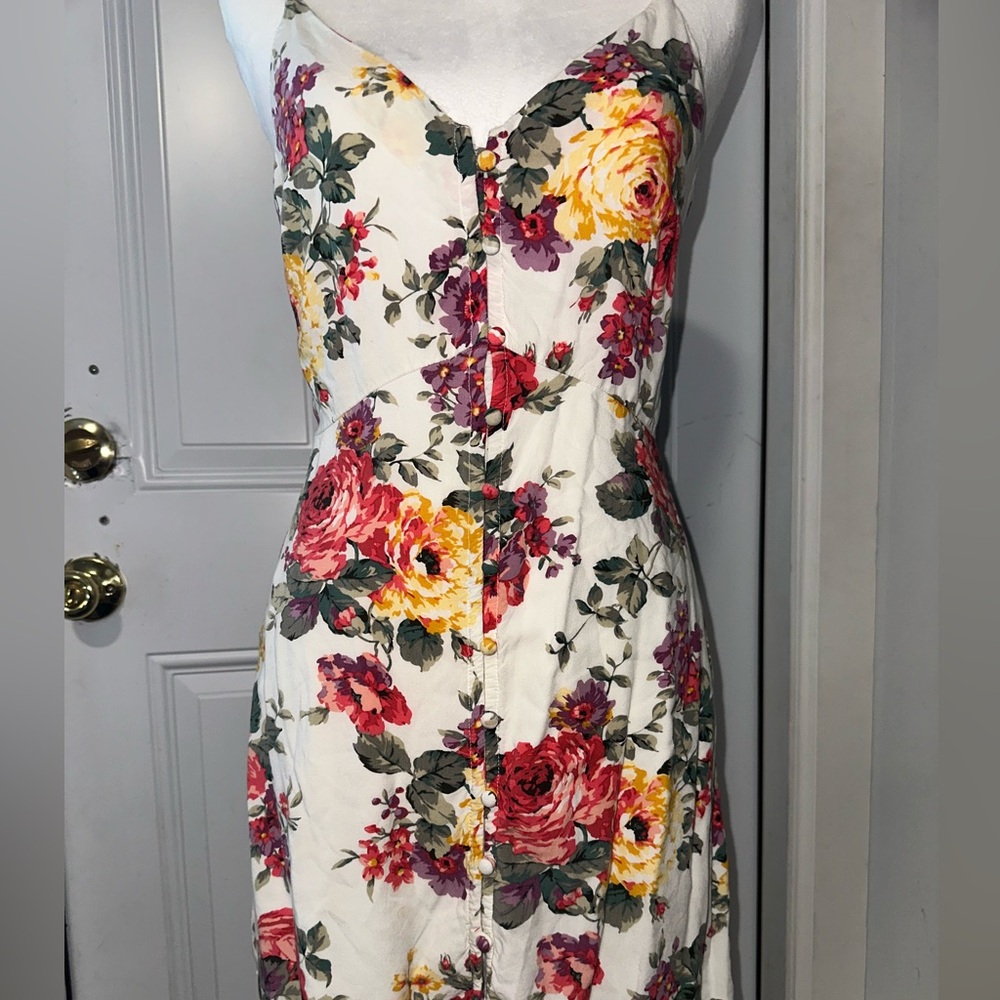 Abercrombie & Fitch Red and Yellow Halter Sundress Midi